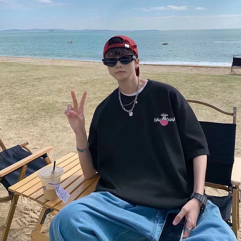 Áo Thun Tay Ngắn Dáng Rộng In Họa Tiết Hoạt Hình Phong Cách Hip Hop Hàn Quốc Thời Trang Mùa Hè Cho Nam