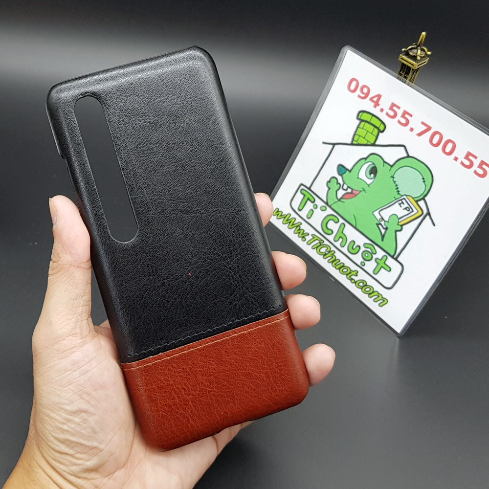 [Cao Cấp] Ốp Lưng Xiaomi Mi 10/ 10 Pro Da PU Phối 2 Màu Sọc Chỉ