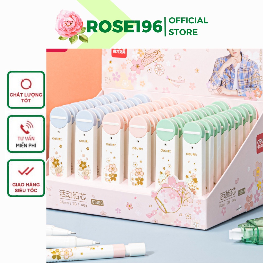 Lõi bút chì kim, hộp 20 lõi ruột bút chì kim bấm tự động ROSE196