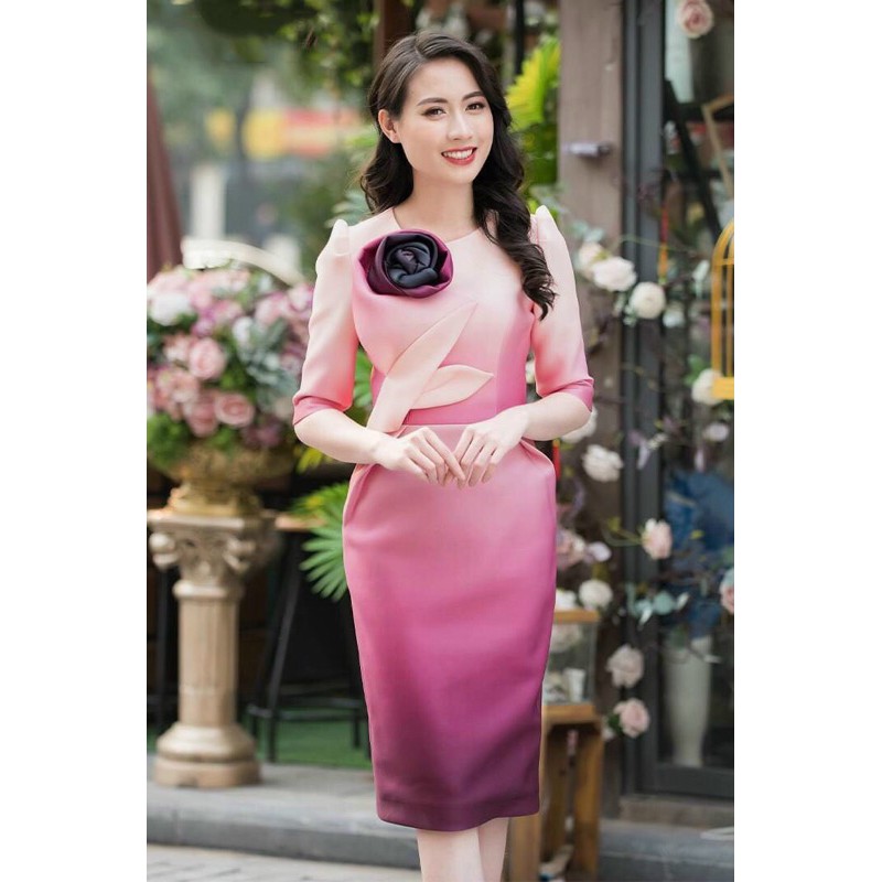 ĐẦM ÔM BODY OMBRE LOANG MÀU ĐÍNH HOA