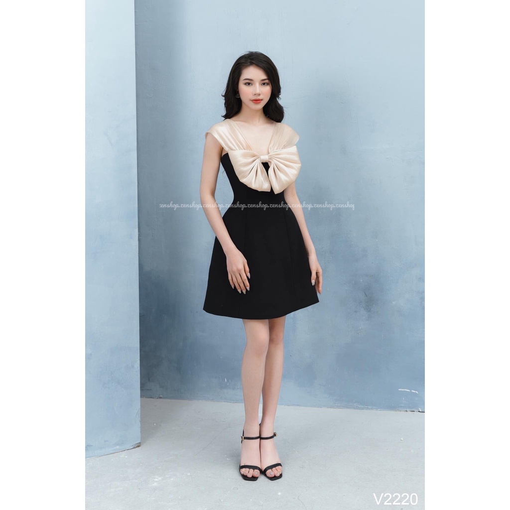 Đầm dự tiệc dáng xòe nhẹ phối nơ voan xinh xắn - PONA Dress