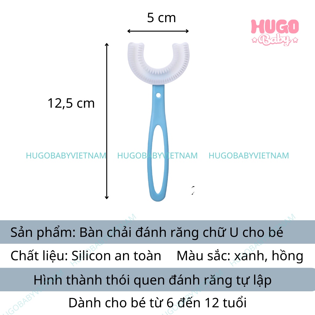 Bàn chải đánh răng chữ U cho bé từ 6 – 12 tuổi siêu mềm - Hugo Baby