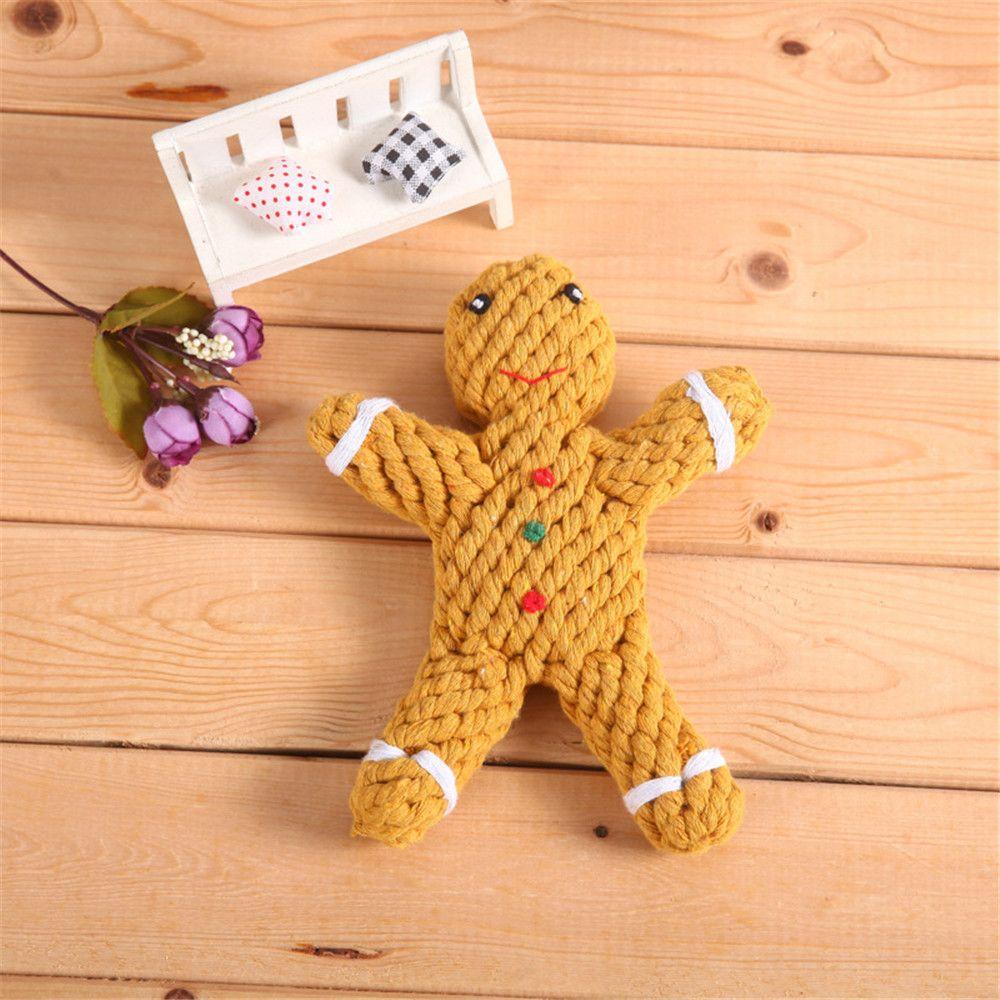 Layor1 Đồ Chơi Dây Thừng Cotton Làm Sạch Răng Cho Chó Hình Gingerbread Man Cây Thông Giáng Sinh