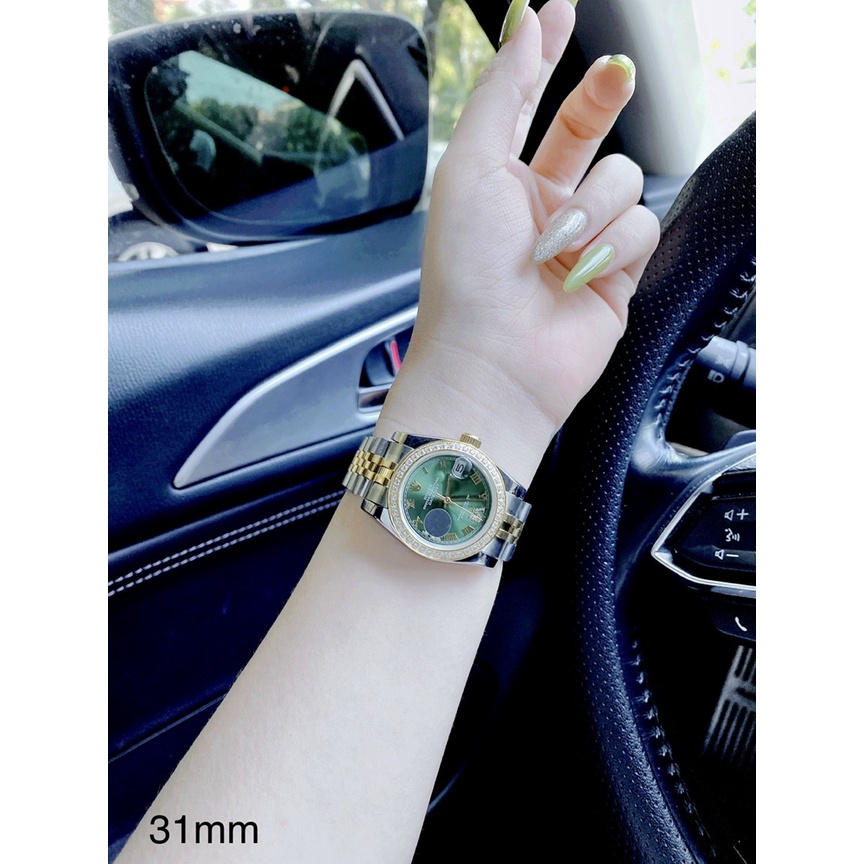Đồng hồ đeo tay nữ, đồng hồ nữ ROLEX Ngọc Trinh authentic, màu xanh ngọc bảo cực sang chảnh, full hộp cao cấp thời trang