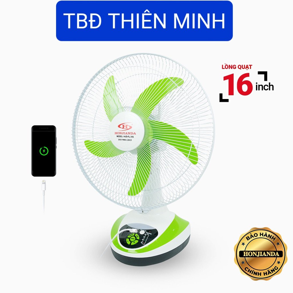QUẠT SẠC TÍCH ĐIỆN HONJIANDA HJD FL316 2 BÌNH