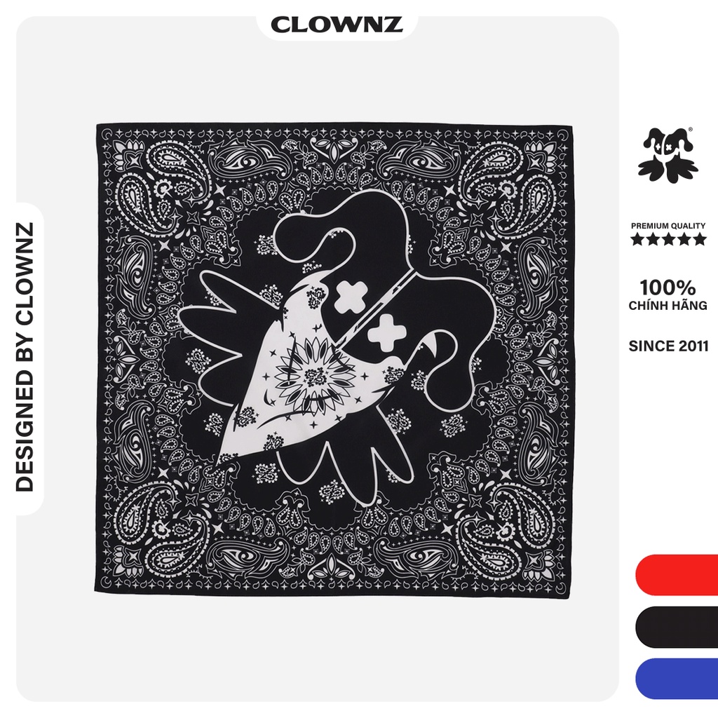 Khăn vuông bandana Clownz V1 streetwear nhiều màu, khăn lụa, local Brandi