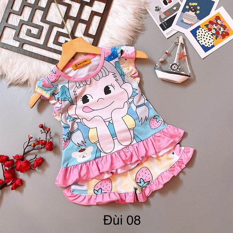 Bộ Đùi cotton thun lạnh 3D cho bé từ 8kg tới 22kg