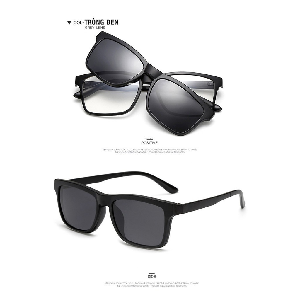 BỘ KÍNH THỜI TRANG 5IN1 HÍT NAM CHÂM TẶNG KÈM TÚI DA ĐỰNG KÍNH NHIỀU NGĂN