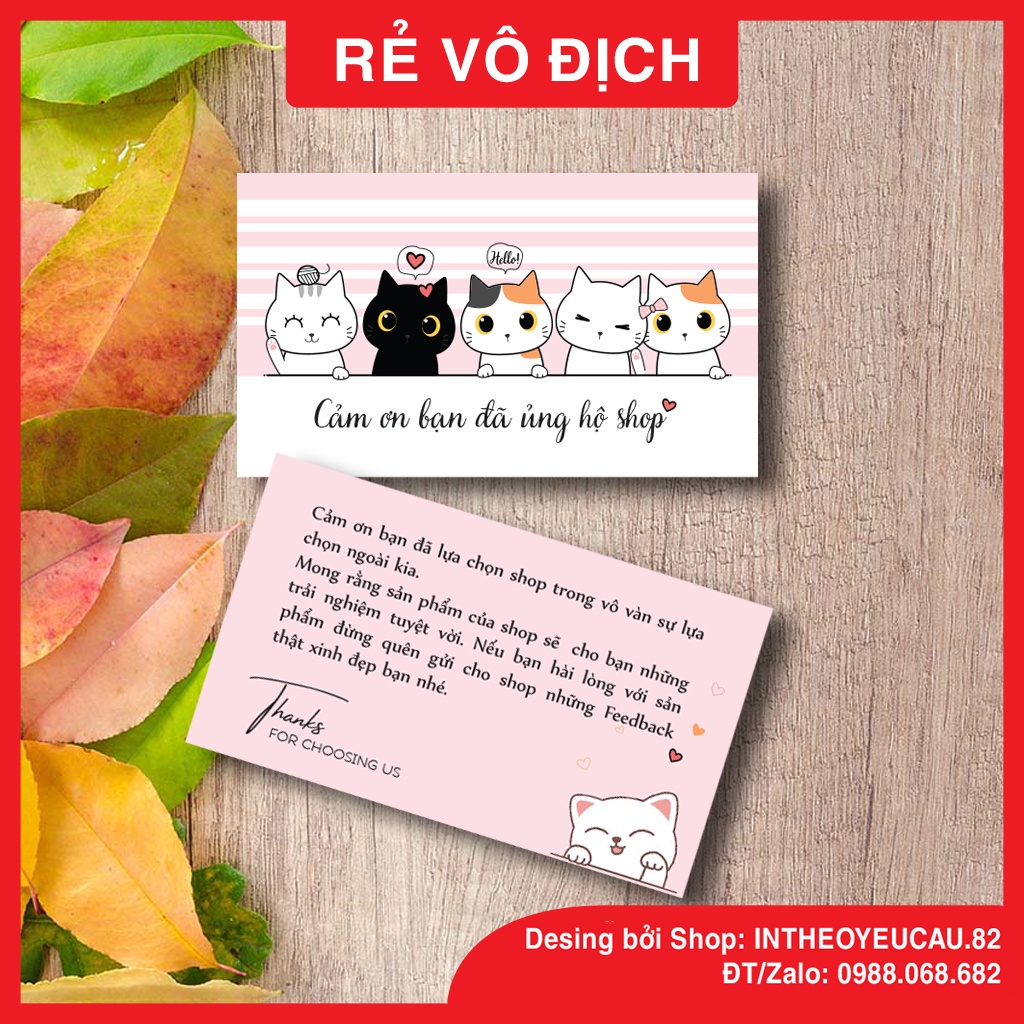 Card in sẵn,  Thiệp cảm ơn khách hàng, Card Thank you,  Giá Rẻ