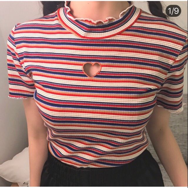 Áo thun croptop SỌC cut-out CẦU VÒNG | WebRaoVat - webraovat.net.vn