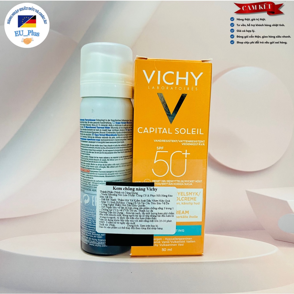 [TẶNG XỊT KHOÁNG] Kem chống nắng Vichy Capital Soleil  Pháp - 50ml