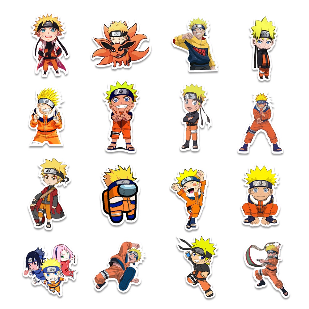 50 sticker cute chống nước dán mũ nón bảo hiểm MẪU Whirlpool Naruto, vali 50 hình dán graffiti máy tính xách tay