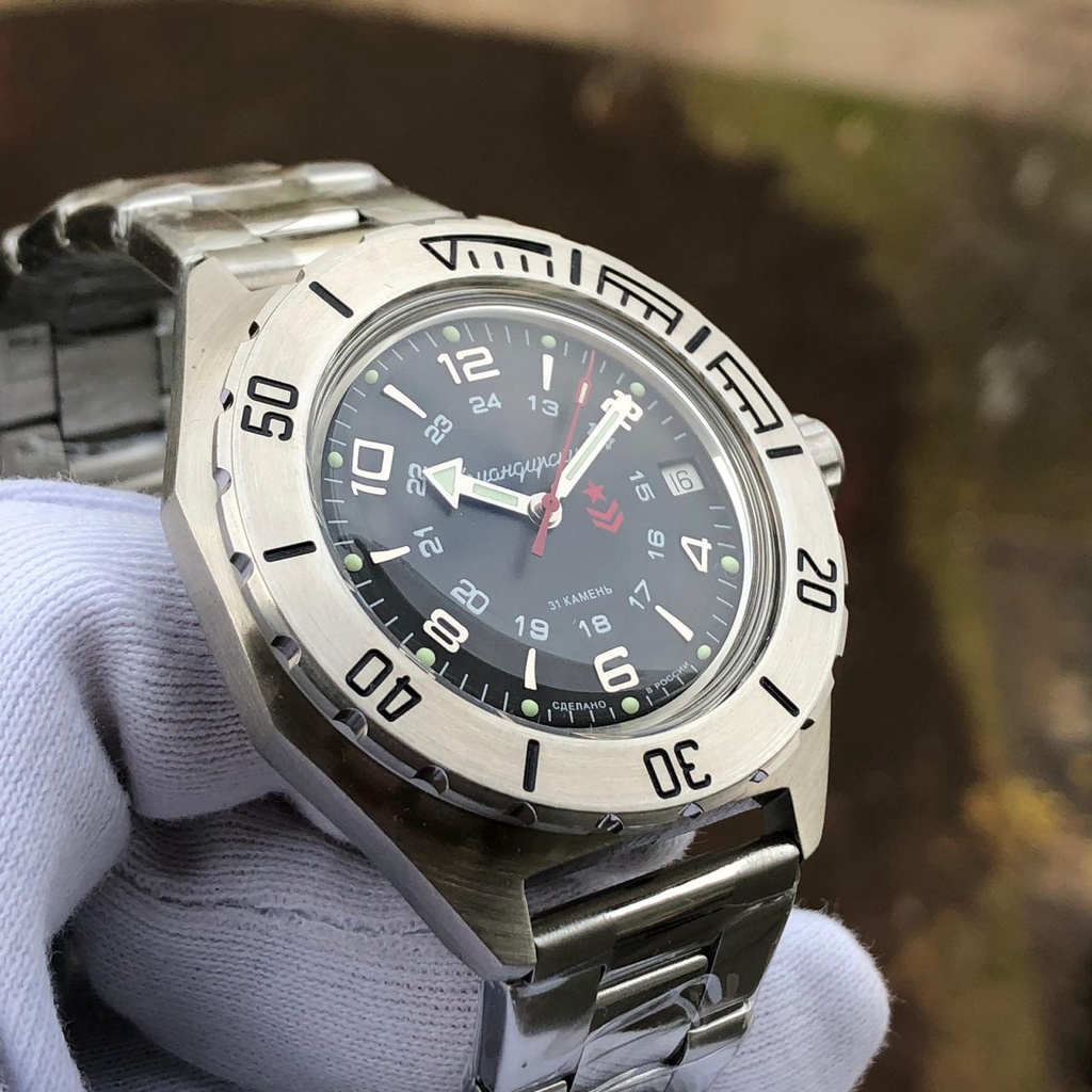 Đồng hồ Nga Vostok komandirskie chống nước tốt 650538. Đồng hồ nam Vostok máy cơ tự động, size mặt 42 chống nước 20ATM