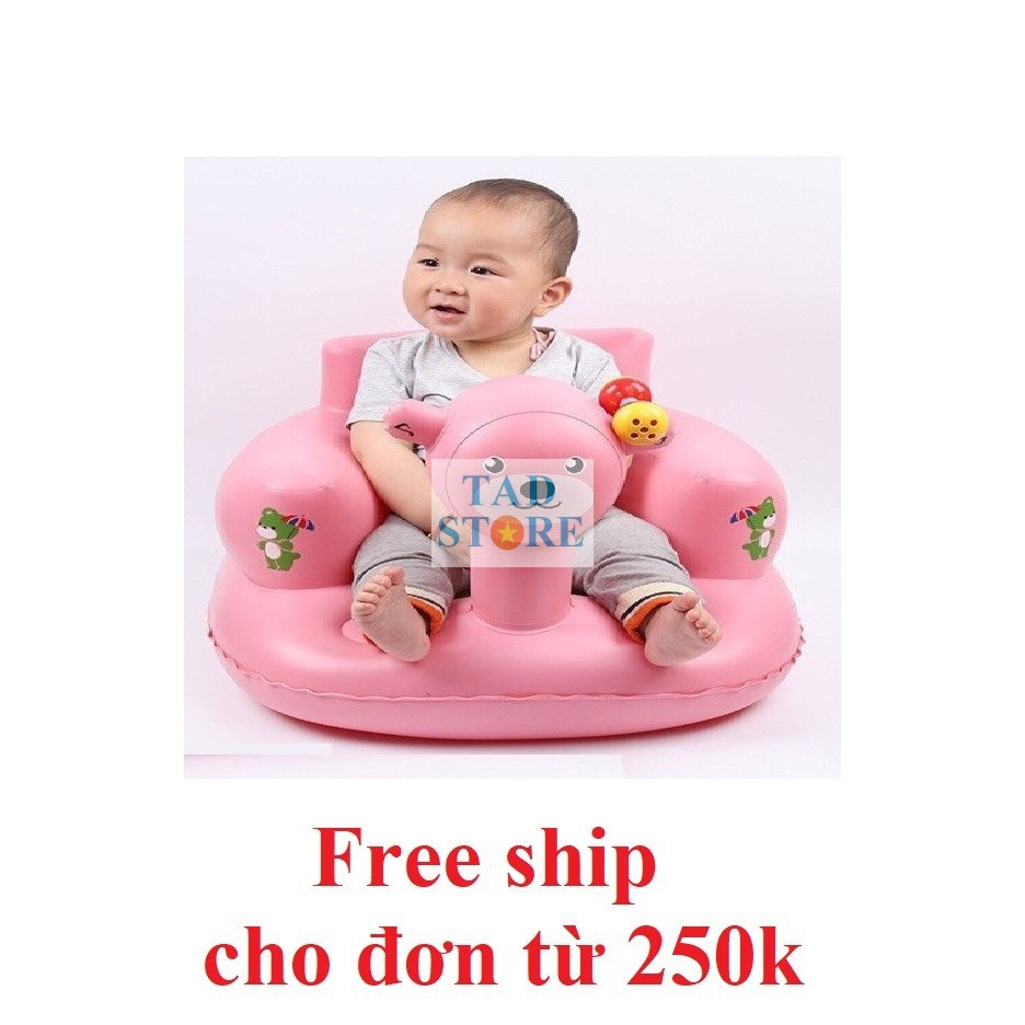( Size đáy bản rộng) Ghế hơi tập ngồi hình Gấu loại tốt 52x65 cm - ghế tập ngồi hình gấu