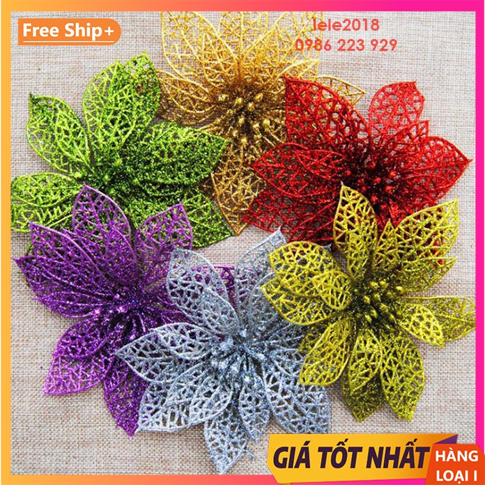 Hoa kim tuyến lưới 15cm loại đẹp trang trí cây thông Noel giáng sinh