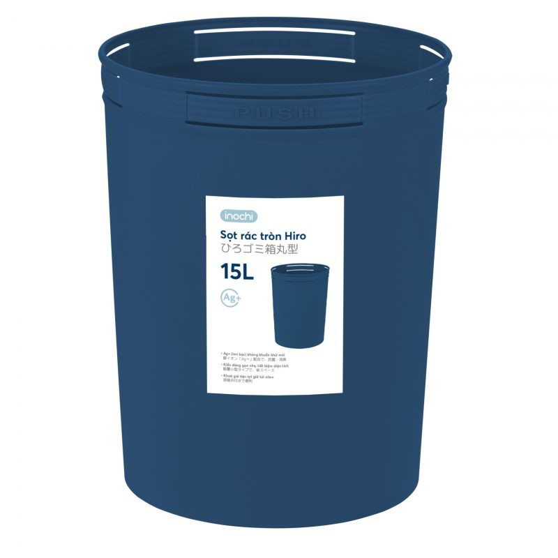Sọt rác Hiro 5L-10L-15L Inochi Nhựa Nguyên sinh cao cấp đùng rác trong văn phòng, gia đình, khử mùi, kháng khuẩn