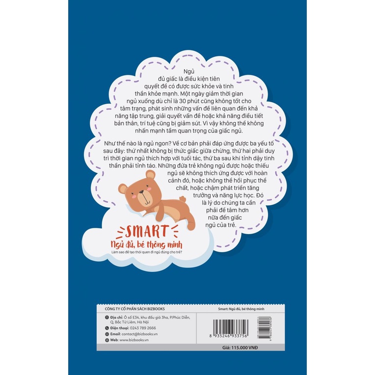 Sách SMART: Ngủ đủ, bé thông minh - Làm sao để tạo thói quen đi ngủ đúng cho trẻ? Bizbooks Tặng SỔ và BOOKMARK