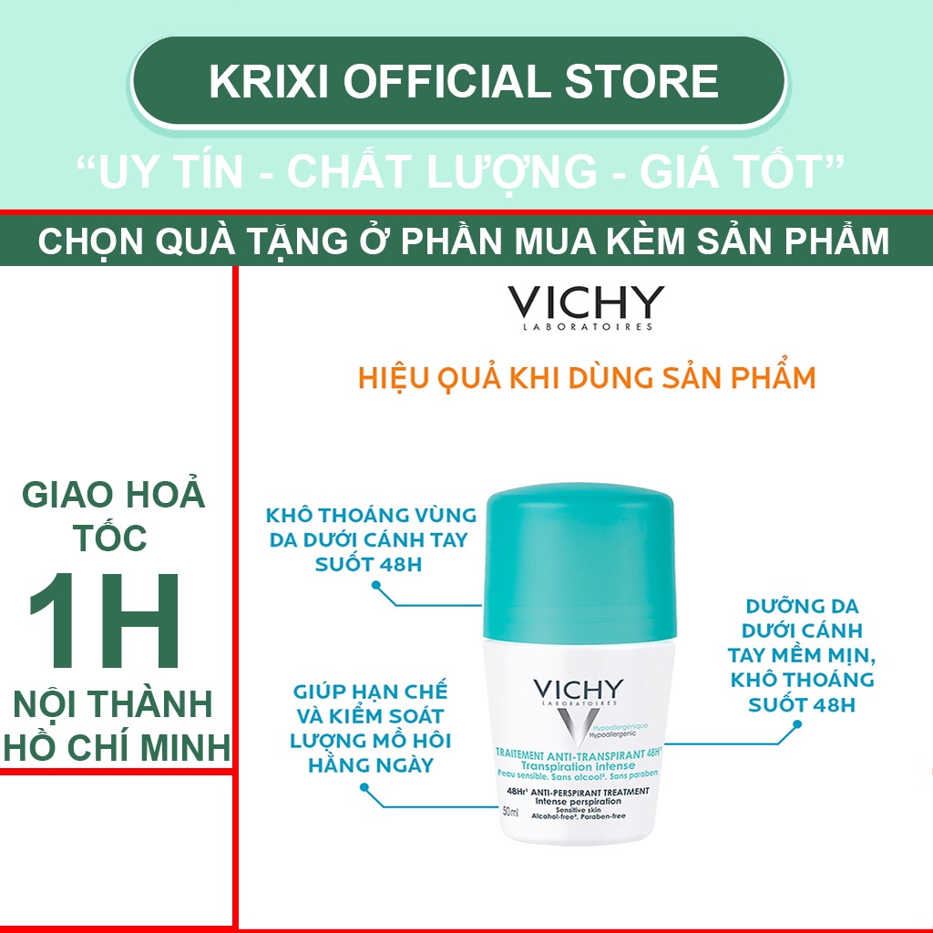 Lăn khử mùi Vichy 48h, 72h cho nam nữ