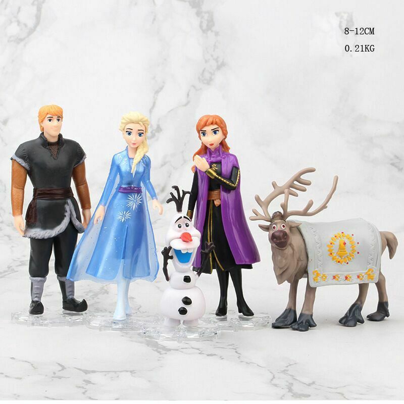 5Pcs Frozen2 Princess Cake Toppers Disney Figures Elsa Olaf Anna Kristoff Sven