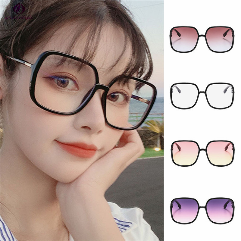 Kính mát gọng vuông tròng trong suốt thiết kế thời trang dành cho nữ