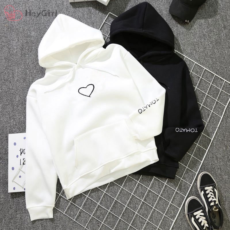 1 Áo Hoodies Tay Dài Hoạ Tiết Trái Tim Thời Trang Mùa Thu