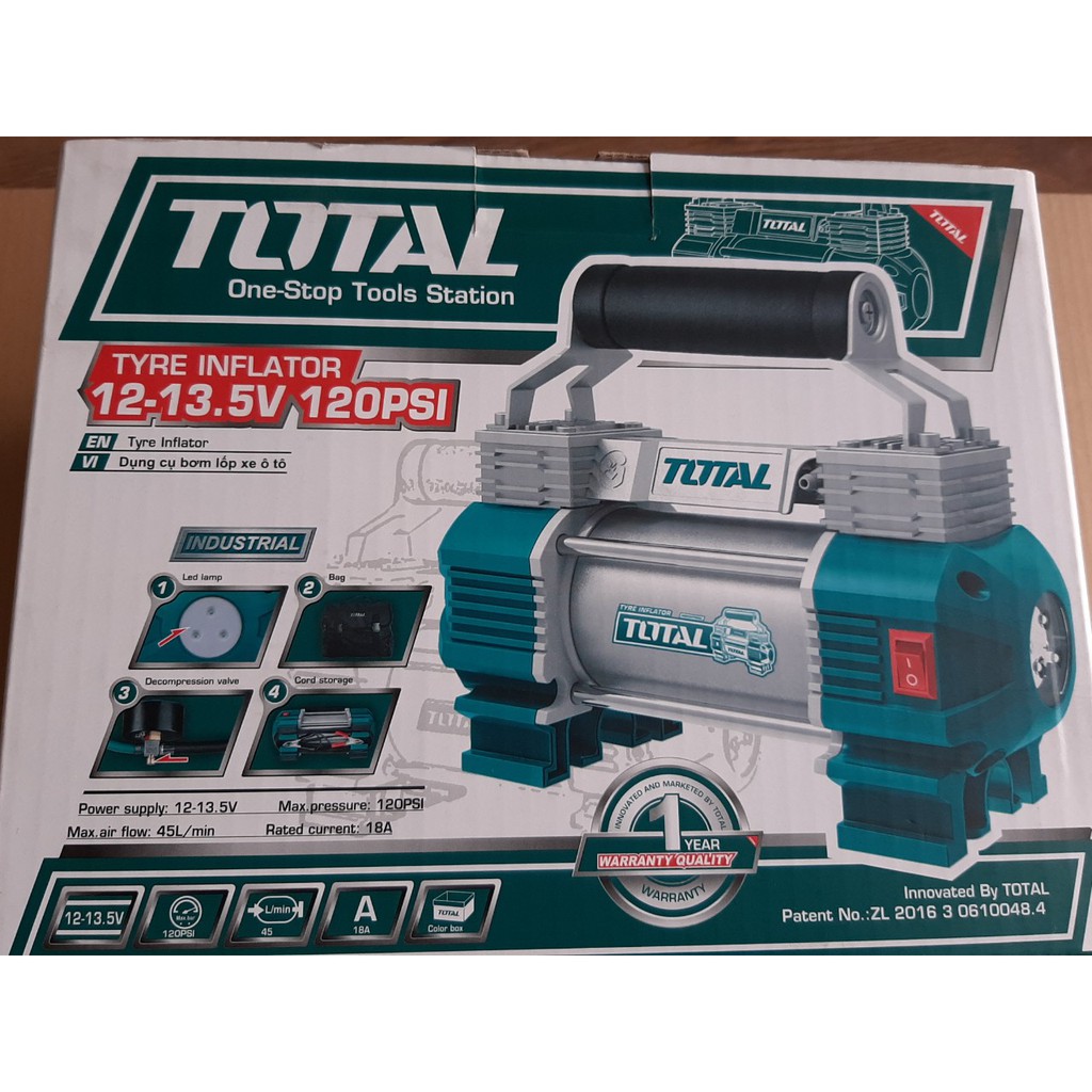 MÁY BƠM LỐP XE Ô TÔ TOTAL TTAC2506