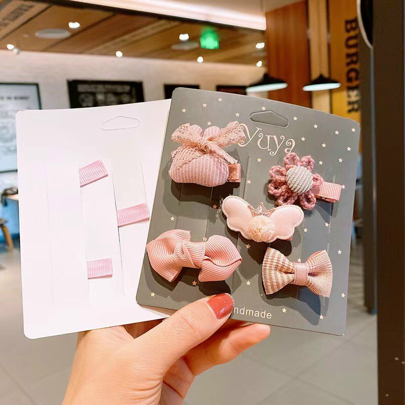 Vĩ 5 Kẹp mái hoạt hình ren cho bé CHICBAY