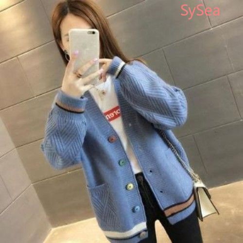 Áo Khoác Cardigan Dệt Kim Tay Dài Có Túi Dáng Rộng Thời Trang Mùa Đông Cho Bạn Nữ