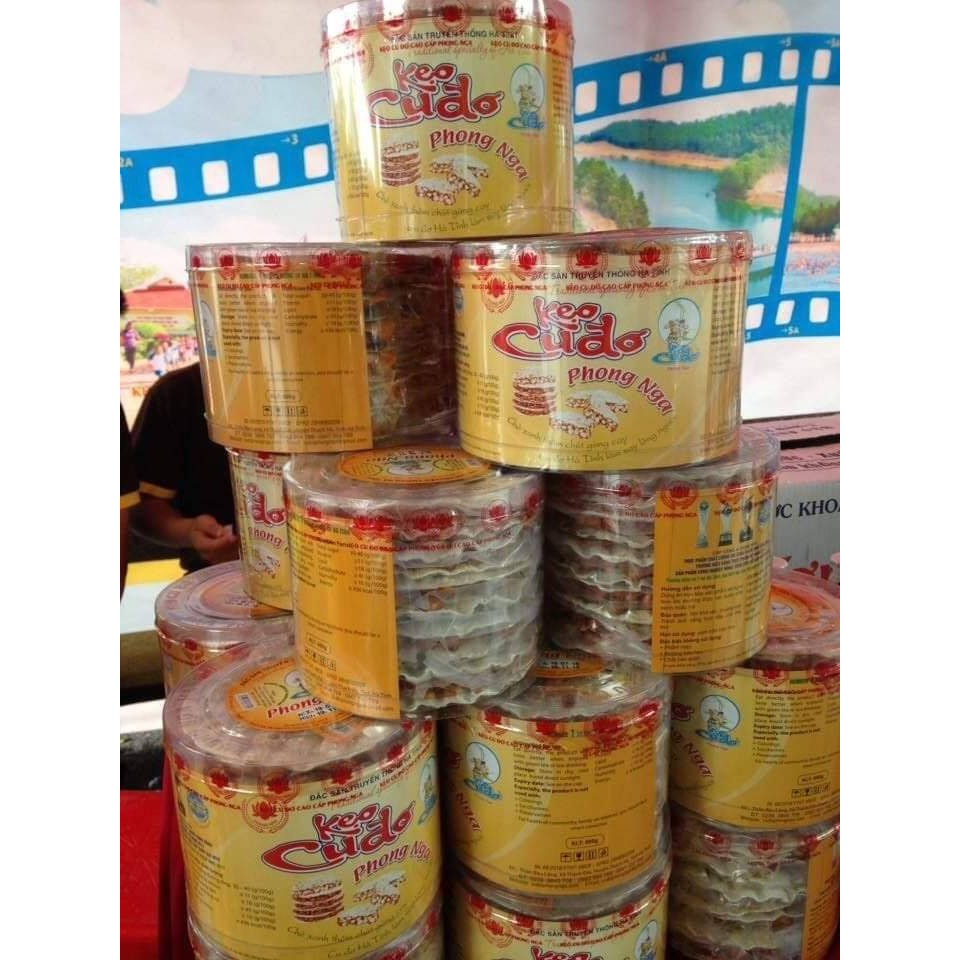 Đặc Sản  Kẹo Cu đơ Phong Nga - Chính gốc Hà Tĩnh, Hộp Nhựa Mica