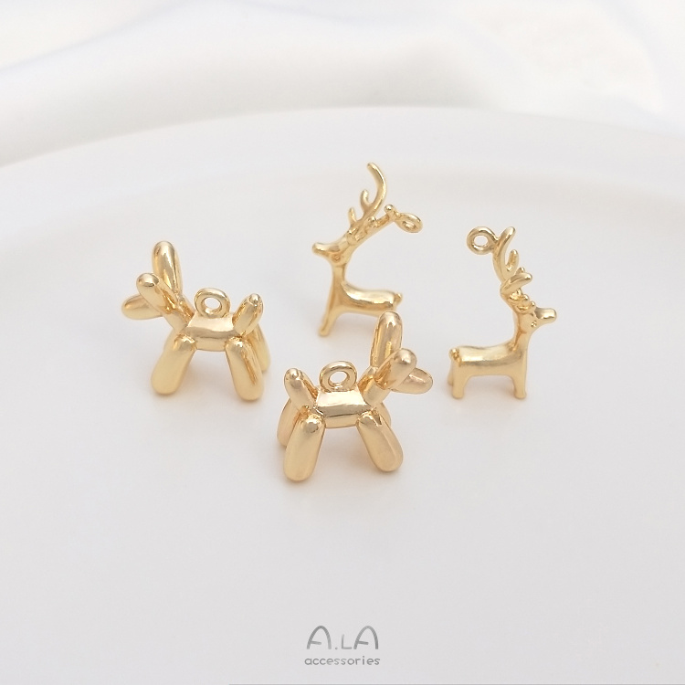 Mặt Vòng cổ Hình Chú Chó Và Bong Bóng Mạ Vàng 14k Diy