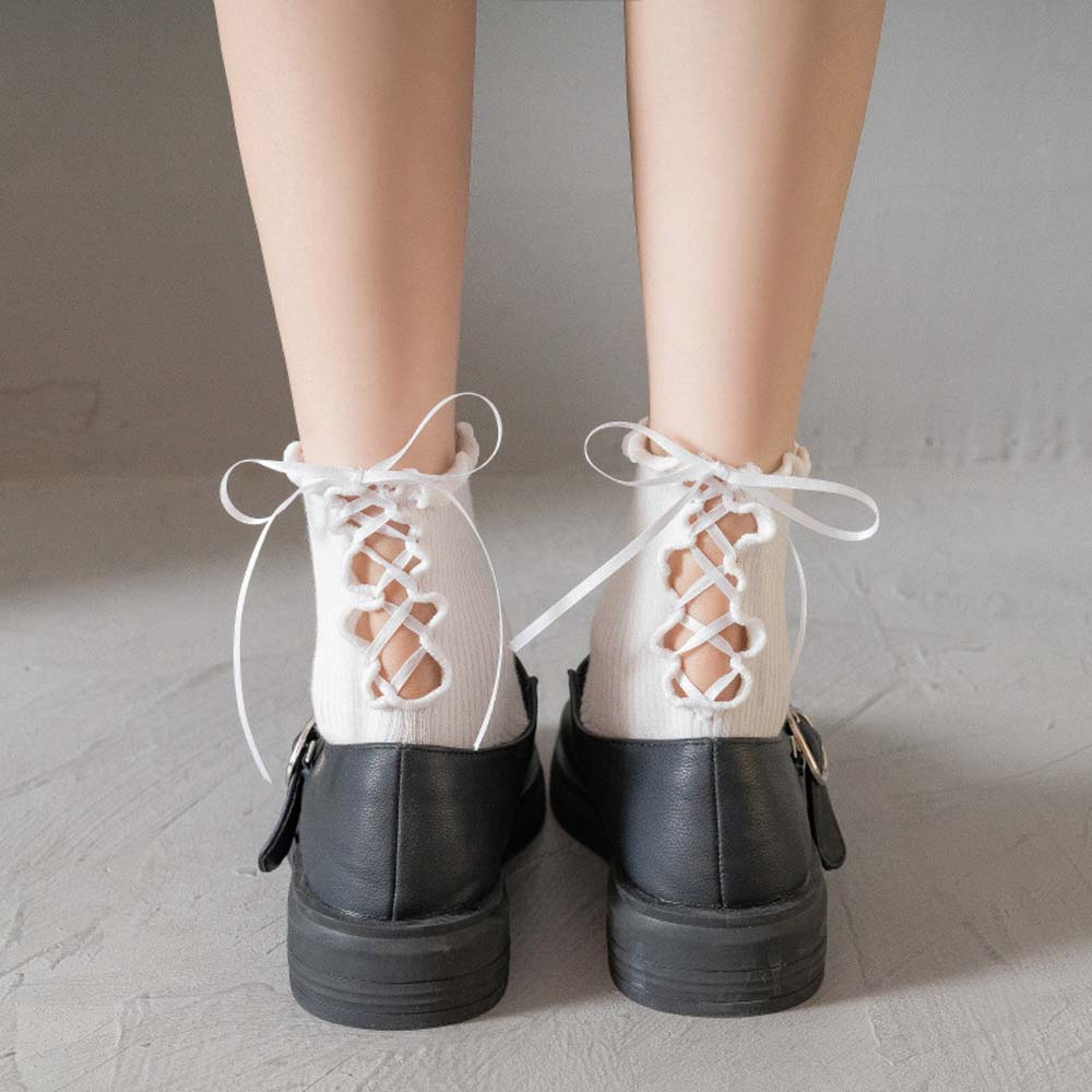 Đôi Vớ Cotton Màu Trắng / Đen Thời Trang Mùa Hè Cho Nữ