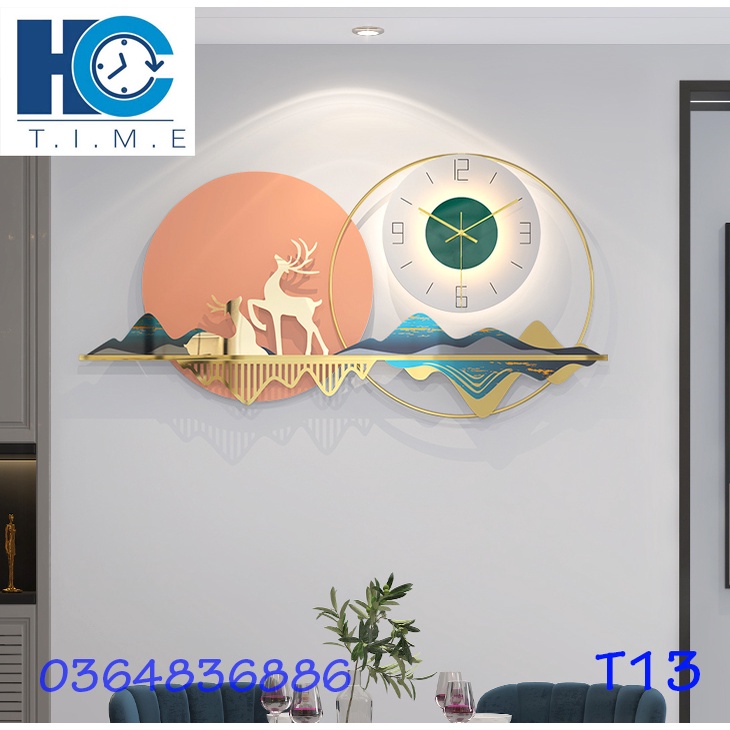 Đồng hồ treo tường trang trí decor T13 kích thước 80 x 40 cm