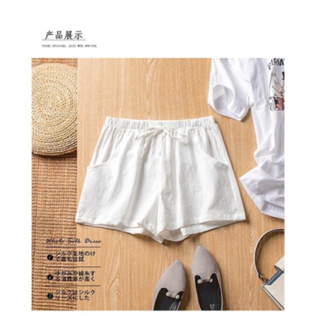 Quần Short Nữ, Dáng Sooc Đùi Chất Đũi Xước Nhật Cạp Cao, Lưng Thun Co Giãn, Có Bigsize Cho Người Béo