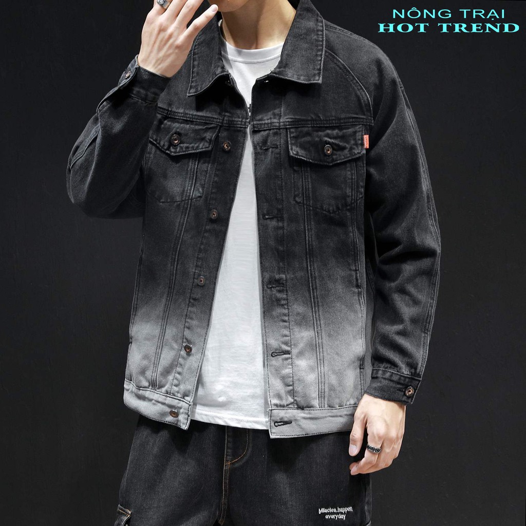 Áo khoác jean nam phong cách năng động màu đen trắng mẫu mới 2020 | BigBuy360 - bigbuy360.vn