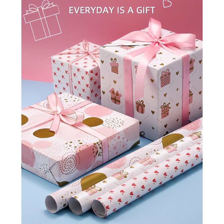Giấy gói quà sắc hồng xanh dương ngọt ngào 75cmx52cm