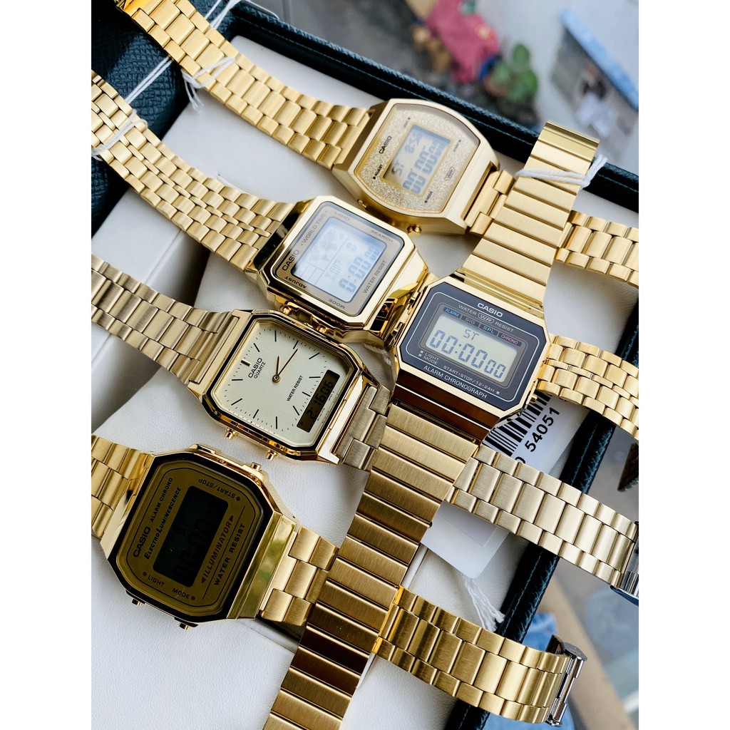 (Ảnh thật) Đồng hồ Nam Nữ Casio A168/ A700/A600/AQ230/B640 GALAXY GOLD