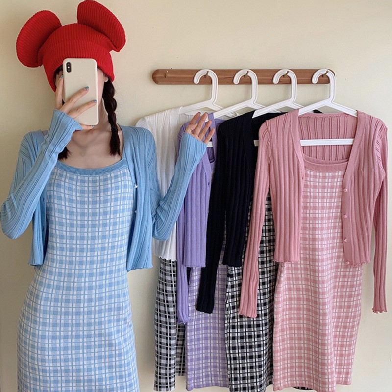 Áo Cardigan Dệt Kim Tay Dài Phối Nút Thiết Kế Đơn Giản Thời Trang