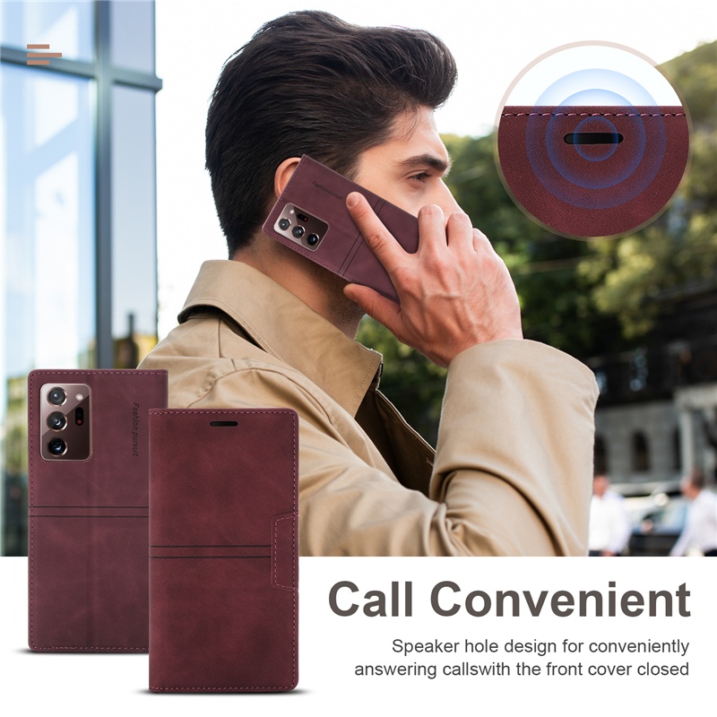 Ốp Điện Thoại Da Gập Nam Châm Có Ngăn Đựng Thẻ Cho Samsung Note 8 9 10 Plus 20 S22 Ultra S10 Lite A91 A81