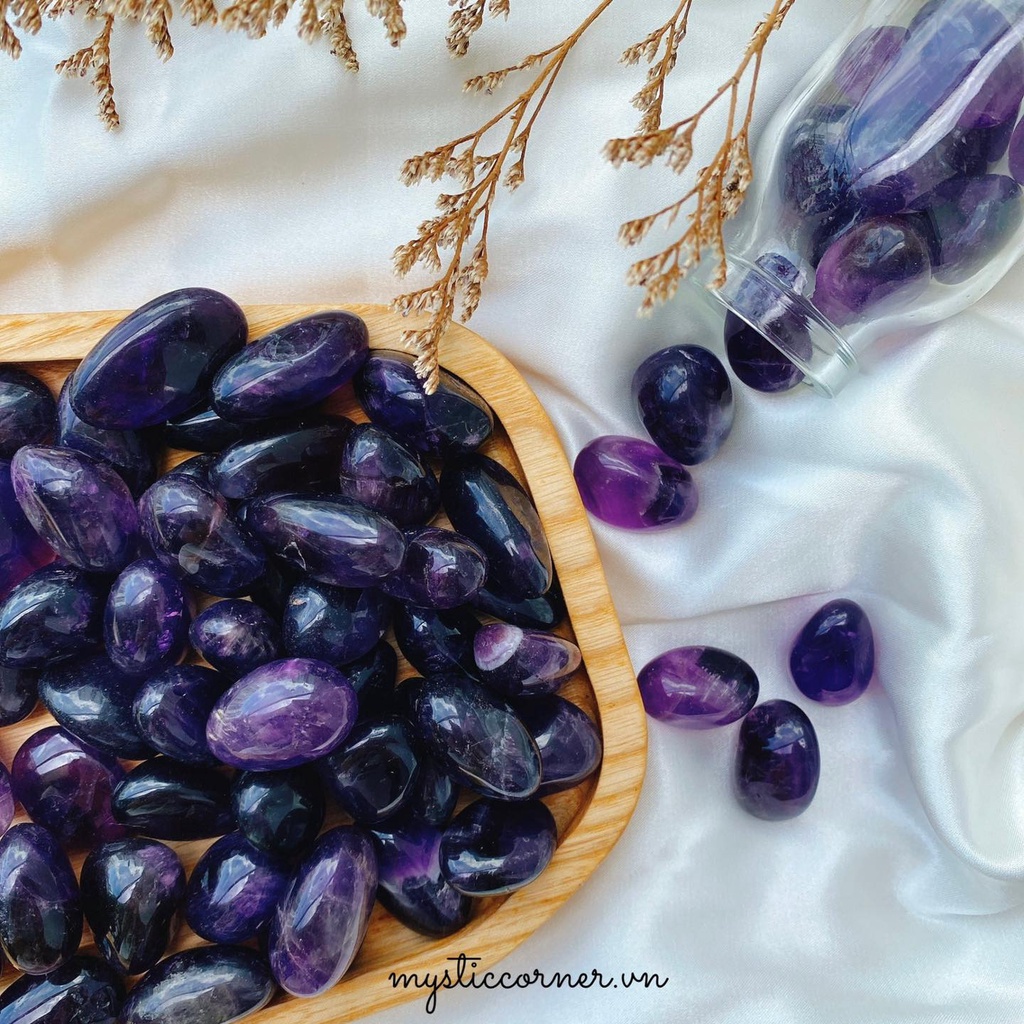 Viên cube/Tumbled Tím  làm Grid, thanh tẩy Tarot, Reiki, thiền định, phong thủy