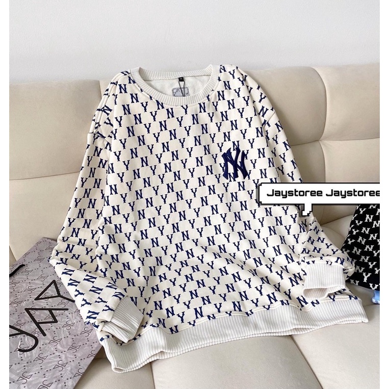 Sweater NY màu ĐEN/KEM Vải Chân cua Form Rộng Ulzzang  Nam nữ unisex  Jaystoree2