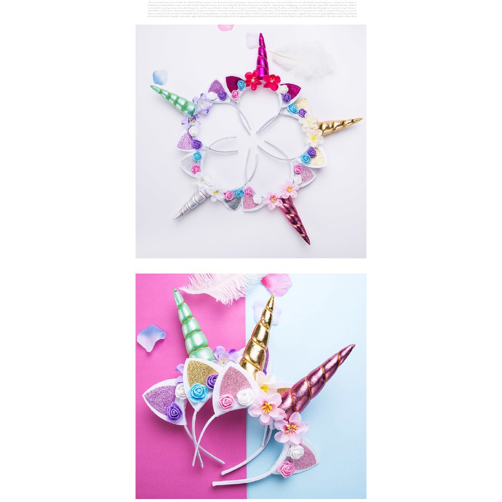 Băng đô cài tóc kiểu dáng sừng kỳ lân xinh xắn cho bé gái