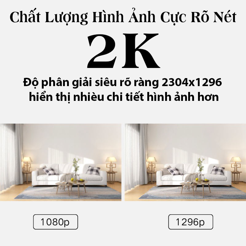 Camera Wifi Xiaomi 2K mijia Góc Rộng 180° - Chuẩn 1296P , chống nước, Đàm thoại , ghi âm , hồng ngoại xem đêm