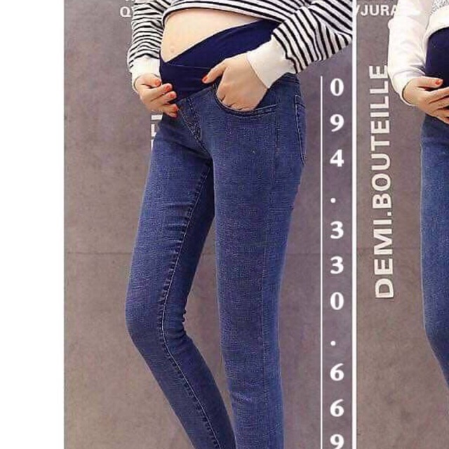 Quần jean bầu cap chéo siêu đẹp