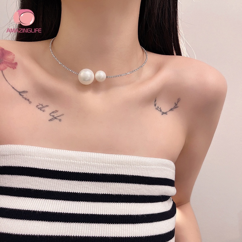 Vòng cổ Ngọc Trai / Kim Cương Giả / Ngọc Trai Đơn Giản Cho Nữ