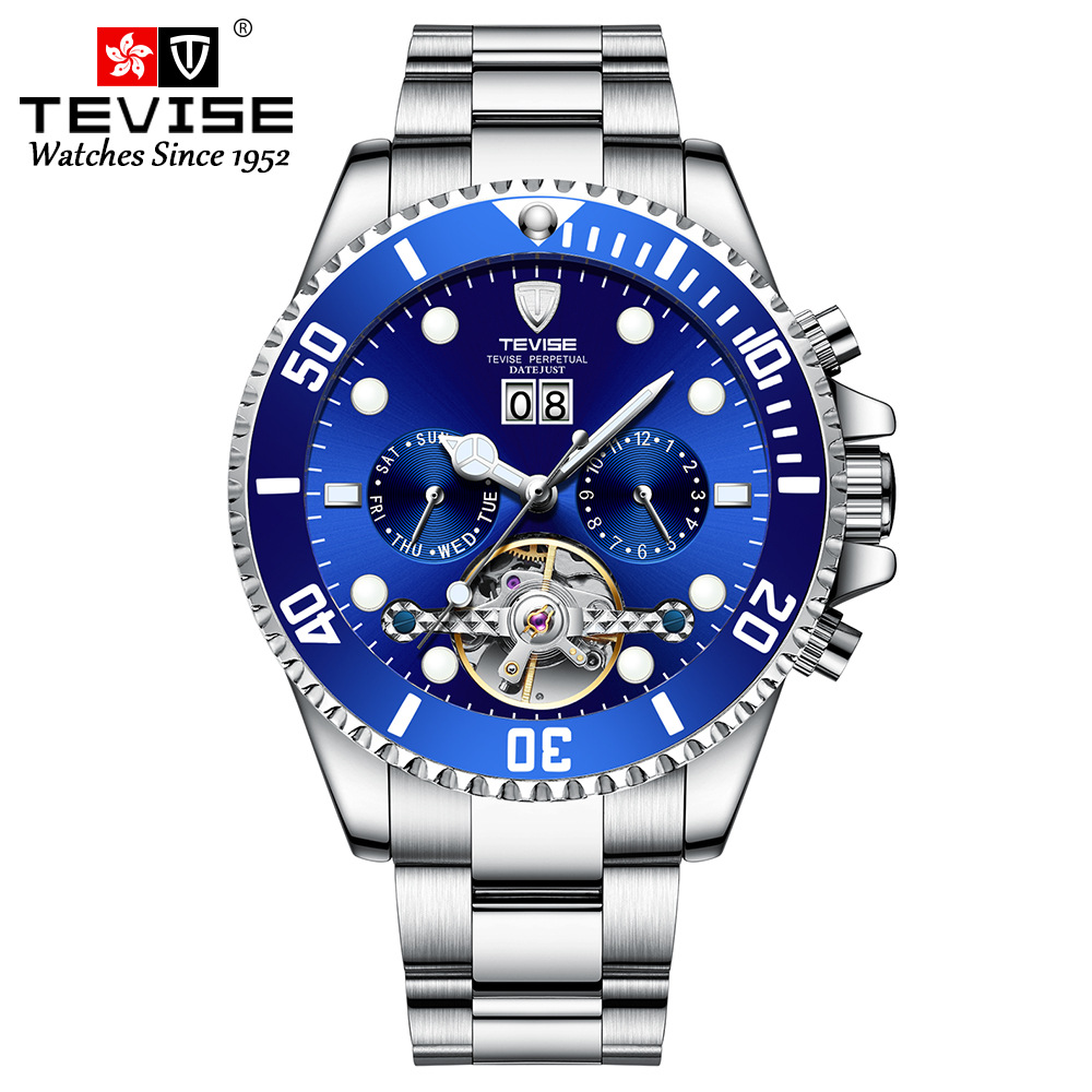 Đồng hồ Thụy Sĩ TEVISE Water Ghost Đồng hồ cơ nam Daytona Tourbillon không thấm nước Đồng hồ nam T823F