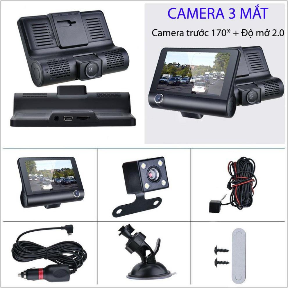 Camera hành trình ô tô 3 mắt X005 4 inch fullHD 1080p,camera sau chống nước-BM31 - BẢO HÀNH 6 THÁNG