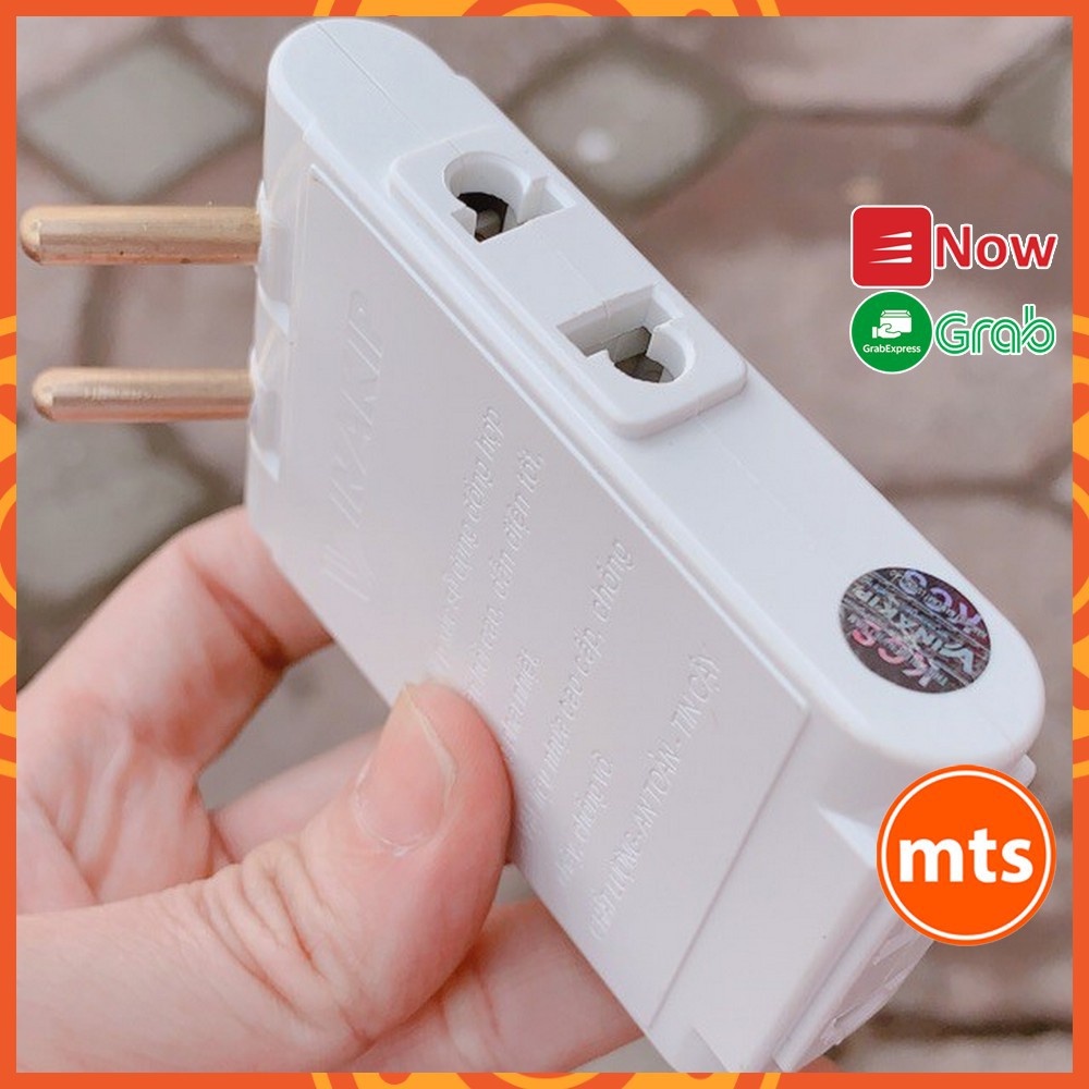 Đầu nối chia 3 ổ cắm Vinakip điện dẹt 1 ra 3 cổng 10A 250V DN07 đầu nối không dây màu trắng - Minh Tín Shop