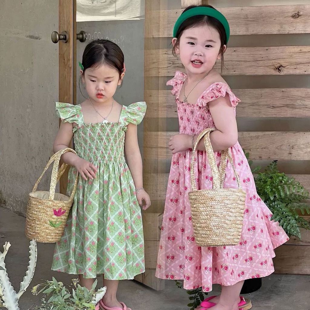 Đầm Hoa Không Tay Thời Trang Mùa Hè Xinh Xắn Dành Cho Bé Gái