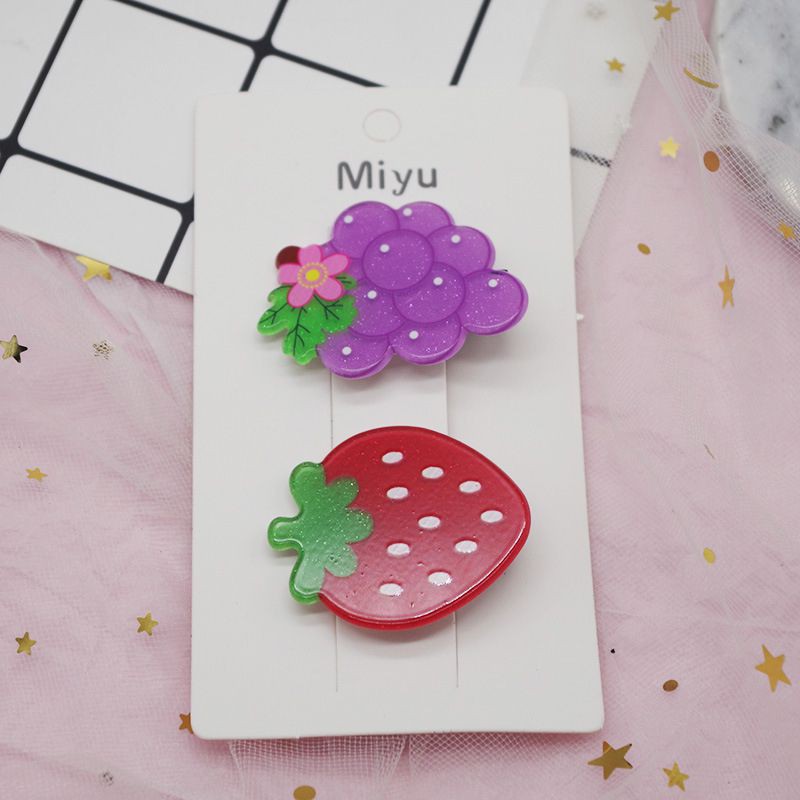 2Pcs Girls Hair Clips Cute Colorful Fruit Hair Pin Children Hairpin Princess Hair Accessories
