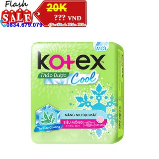 Băng vệ sinh Kotex thảo dược cool siêu mỏng cánh 23cm - Gói 8 miếng